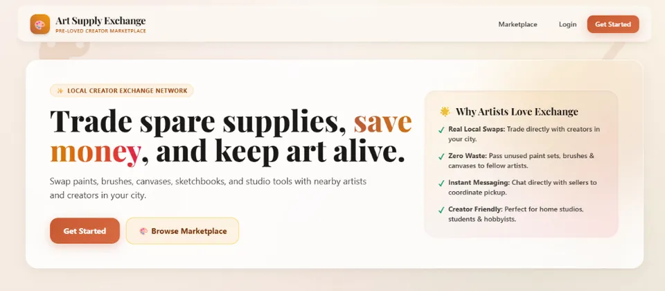 Art Supply Exchange - Pre-Loved Creator Marketplace